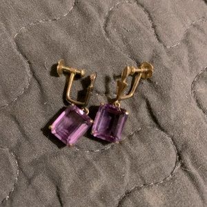 Amethyst earrings set in 18 karat gold